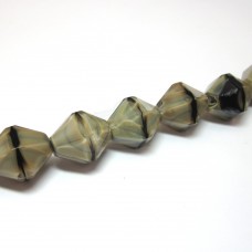 15x15mm sand and jet marble faceted bicone